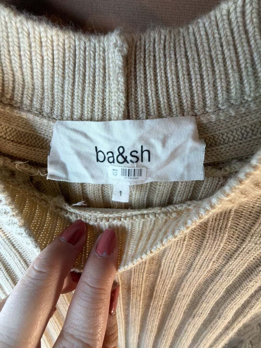 ba&sh Ribbed Mock Neck Sweater Ivory - Picture 4 of 10